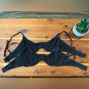 Black (Soot) SKIMS Unlined Cotton Bras 34DD